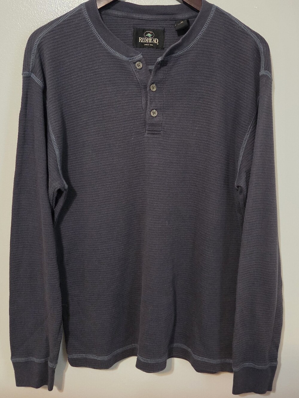 RedHead Men's Grey Long-Sleeve Henley Shirt Size M